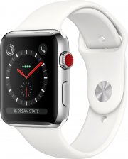 Apple Watch Series 3 (GPS + Cellular) Edelstahl 42mm silber mit Sportarmband wei&szlig;