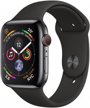 Apple Watch Series 4 GPS + Cellular 44mm Edelstahlgeh&auml;use mit Sportarmband