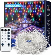 ARKOCHIC 10 Meter RGB LED Eisregen Lichterkette mit 8 Modi inkl. Fernbedienung f&uuml;r Innen und Au&szlig;en