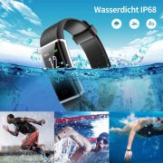 Armband Fitness Tracker mit Pulsmesser Wasserdicht IP68 Farbbildschirm Schrittz&auml;hler