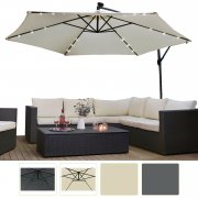 ArtLife Ampelschirm Brazil 3,0 m mit LED Solar Beleuchtung und Kurbel