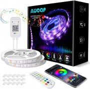 AUOOP 2x 7,5 Meter Bluetooth Smart RGB LED Streifen mit Musik Sync