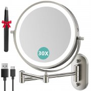 Auxmir Kosmetikspiegel mit Licht & 30x Vergr&ouml;&szlig;erung f&uuml;r Wandmontage f&uuml;r knapp 30&euro;