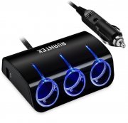AVANTEK Auto Ladeger&auml;t Zigarettenanz&uuml;nder Verteiler 3-Fach Steckdose mit 2 USB Adapter 