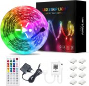 AveyLum 15 Meter RGB LED Streifen mit 44 Tasten Fernbedienung und App Steuerung