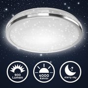 B.K.Licht BKL1303 LED Deckenlampe mit Sternendekor 900 lm neutralwei&szlig;