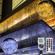 B-right 440 LED Eisregen Lichterkette Warmwei&szlig; und Kaltwei&szlig; mit Fernbedienung