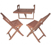 Balkon-Set 2 Klappst&uuml;hle aus Holz mit H&auml;nge-Balkontisch f&uuml;r 49,99 Euro inkl. Versand beim Dealclub