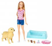 Barbie FDD43 - Hundemama mit Welpen und Puppe