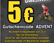 beim zweirad-stadler 5 &euro; Gutschein Weihnachtsgutschein nutzen