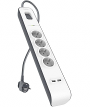 Belkin 4-fach Steckdosenleiste mit USB-Anschl&uuml;ssen und &Uuml;berspannungsschutz