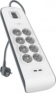 Belkin Surge Plus 8-fach Steckdosenleiste mit &Uuml;berspannungsschutz inkl. 2 USB Anschl&uuml;sse