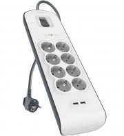 Belkin Surge Plus 8-fach Steckdosenleiste mit &Uuml;berspannungsschutz und USB-Anschl&uuml;ssen