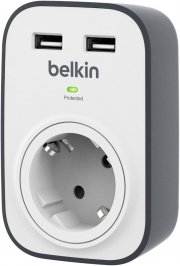Belkin Surge Plus SurgeCube &Uuml;berspannungsschutz Steckdosenadapter inkl. 2 USB Anschl&uuml;sse