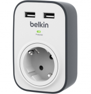 Belkin SurgeCube Steckdose mit &Uuml;berspannungsschutz und USB-Steckpl&auml;tzen