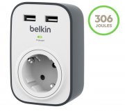 Belkin SurgeCube USB-Steckdose (2x 2,4 A) und &Uuml;berspannungsschutz