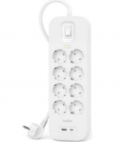 Belkin SurgePlus 8-Fach Steckdosenleiste mit USB-A + USB-C Port und &Uuml;berspannungsschutz