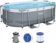 Bestway Power Steel Pool-Set 305x200x84 cm oval 3668 Liter mit Filterpumpe