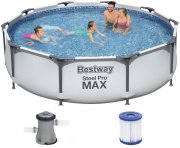 Bestway Steel Pro Max Frame 305x76cm 4.678 Liter Rundpool inkl. Filterpumpe und Filterkartusche