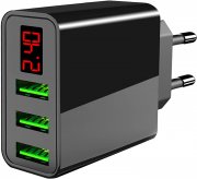 BIAOQINBO 3-Port USB Ladeger&auml;t mit LED Digitaler Anzeige