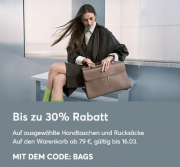 Bis zu 30% Rabatt auf &uuml;ber 6.200 ausgew&auml;hlte Handtaschen und Rucks&auml;cke bei eSchuhe