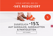 Bis zu 50% Rabatt auf Sandalen, Sandaletten und Pantoletten + 15% Extra-Rabatt On Top bei Mirapodo