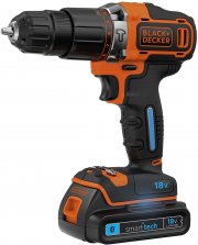 BLACK+DECKER 18Volt Akku-Schlagbohrschrauber BDCHD18KBST mit 2x smart tech Li-Ionen Akku