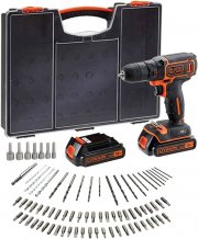 Black+Decker BDC718AS2O-QW Akku-Bohrschrauber inkl. 2 Akkus, Ladeger&auml;t und 80 Zubeh&ouml;rteile