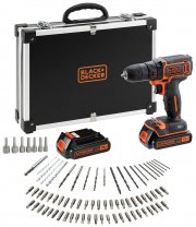 Black & Decker BDCDC18BAFC Akkuschrauber mit 2x 1,5Ah Li Akkus + 80tlg. Zubeh&ouml;r
