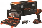 Black+Decker BDCHD18S1KA-QW Akku-Schlagbohrschrauber inkl. 104tlg. Zubeh&ouml;r, Akku und Ladeger&auml;t