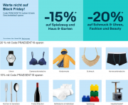 Black Friday Countdown mit 15% oder 20% Rabatt auf Artikel ausgew&auml;hlter H&auml;ndler bei Ebay