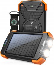 BLAVOR 10000 mAh Solar Power Bank mit USB und Qi Wireless Ladung