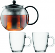 Bodum Assam Set mit Teebereiter mit Edelstahlfilter und 2 Glastassen