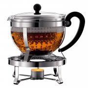 Bodum K11143-16 Chambord Set, Teebereiter mit Plastikfilter 1,3L, mit Rechaud f&uuml;r 33,99&euro;