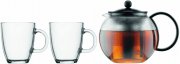 Bodum K1805-01 Assam Set mit Teebereiter 1 L und 2 St&uuml;ck Glas Tassen 0,35 L