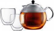 Bodum K1833-16 Assam Set mit 1.5 L Teebereiter und 2 doppelwandigen Gl&auml;ser 0.25 L