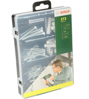 Bosch 173-teiliges Befestigungs-Set mit D&uuml;bel, Schrauben und Steinbohrer