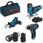 Bosch 4er-Akku-Werkzeug-Set 12V: GSR + GSA + GST + GLI 12V / 2x2,0Ah + Ladeger&auml;t