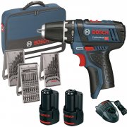 BOSCH Akkuschrauber GSR 12V-15 mit 2x Akkus 1,5 Ah + Zubeh&ouml;r 39 tlg. in TASCHE f&uuml;r 99.99&euro;