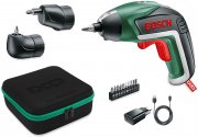 Bosch Akkuschrauber IXO Set mit Winkel- und Exzenteraufsatz, 10 Bits, USB-Ladeger&auml;t und Softcase