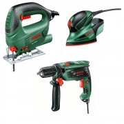 Bosch Aktionspaket: Stichs&auml;ge PST 650 + Schleifer PSM 100A + Bohrmaschine EasyImpact 550