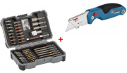Bosch Bit- und Steckschl&uuml;ssel-Set 43-teilig + Bosch Universal Klappmesser