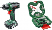 Bosch EasyDrill 12 Akkuschrauber + Bosch 34tlg. X-Line Classic Schrauber und Bohrer Set