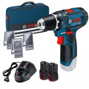 Bosch GSR 12V-15 Akku-Bohrschrauber 12 V / 2x 1,5 Ah Akku + Zubeh&ouml;r + Softbag f&uuml;r 94.95&euro;