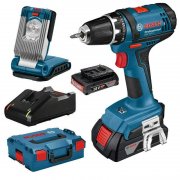Bosch GSR 18-2-LI Akku-Bohrschrauber inkl. 2 Akkus, VariLED Akku Leuchte, Schnellladeger&auml;t + L-Boxx