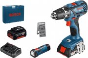 Bosch GSR 18-2-Li Plus Professional Akku-Bohrschrauber Plus-Set mit 3 Akkus + Akkuleuchte im Koffer