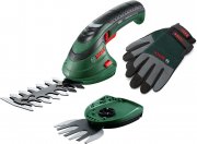 Bosch Home and Garden 060083310C Akku Grasscheren Set Isio mit XL-Gartenhandschuhe