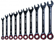 Bosch Professional 10 tlg. Ring Maulschl&uuml;ssel Satz mit Ratschenfunktion 8-19 mm