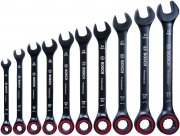 Bosch Professional 10 tlg. Ring Maulschl&uuml;ssel Satz mit Ratschenfunktion Gr&ouml;&szlig;e 8mm bis 19 mm