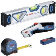 Bosch Professional 13-teiliges Werkzeug Set mit Universalmesser, Wasserwaage, Bandma&szlig;, Ersatzklingen